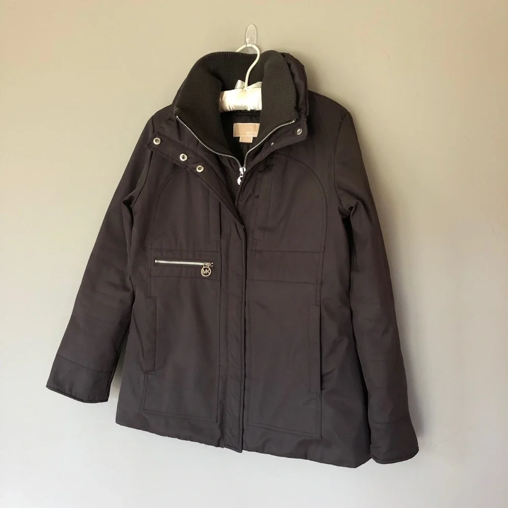 Michael Kors Chocolate Brown Mid-Length Outdoor Parka Fall Winter Coat Jacket M